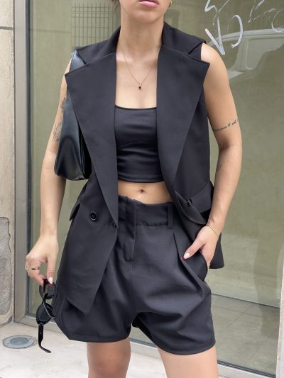 Short Negro sastrero de crep - Imagen 3