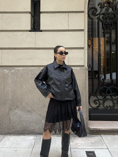 Campera Bomber Oversize Cuerina - Imagen 6
