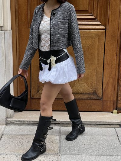 Pollera Globo con cintura cuerina - Imagen 3