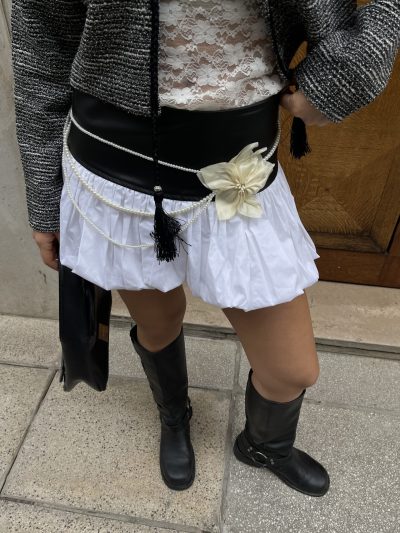 Pollera Globo con cintura cuerina - Imagen 2