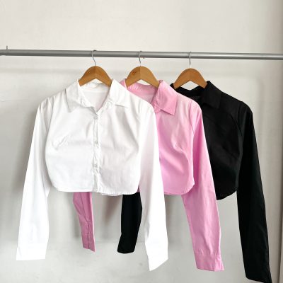 Camisa corta manga larga de poplin