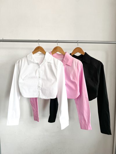 Camisa corta manga larga de poplin