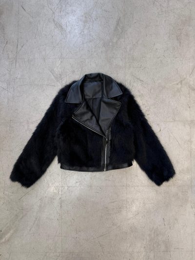 Campera de piel mono negro - Imagen 2