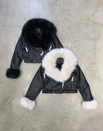Campera de cuero corta con piel