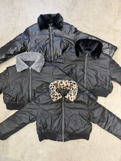Campera Puffer de cuerina con cuello piel