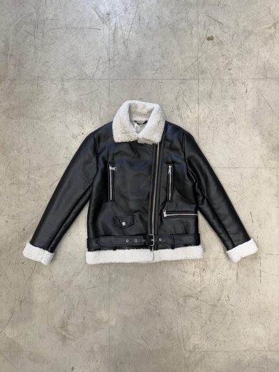 Campera de cuero forrado con boucle - Imagen 2
