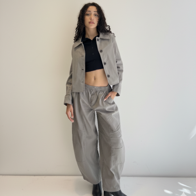 Pantalón globo de gabardina