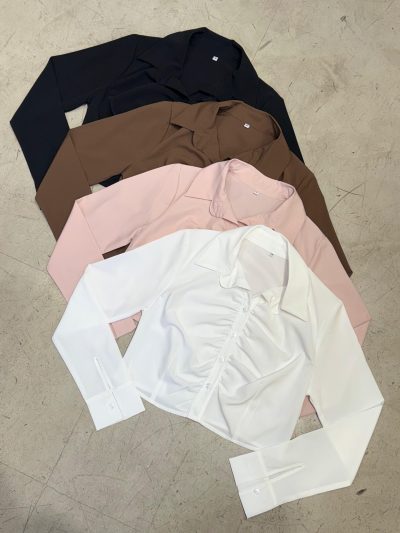 Camisa corta manga larga con frunce