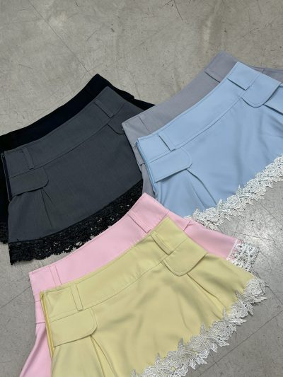 Pollera plisada con puntilla de crep - Imagen 2