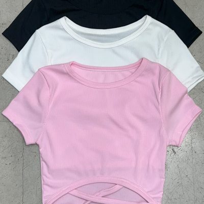 Remera crop tee manga corta coyareta cruzada