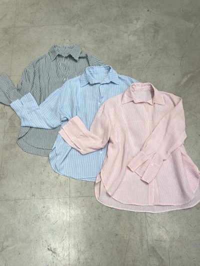 Camisa Oversize larga m/larga (lino rayado) - Imagen 2