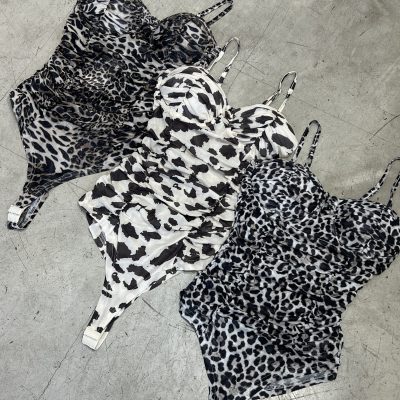 Body tul animal print c/ frunce y taza soft (#8036)
