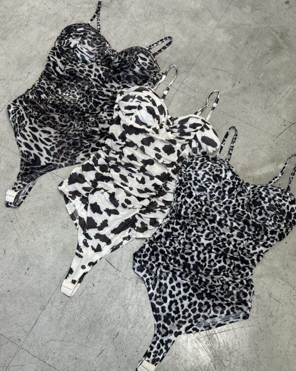 Body tul animal print c/ frunce y taza soft (#8036)