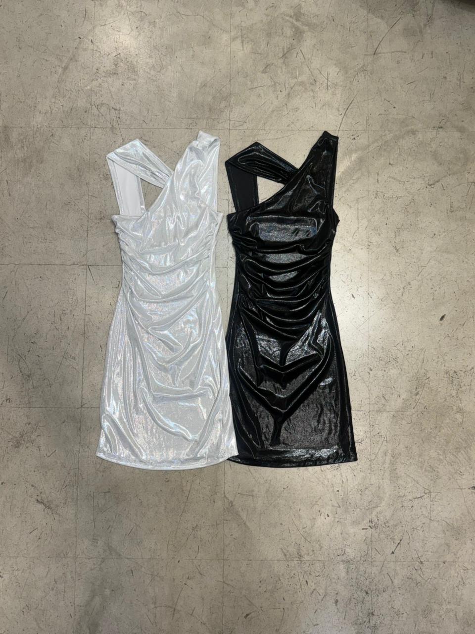 Vestido midi musculosa cruzado (rib metalico)