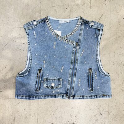 Chaleco Denim c/ Strass