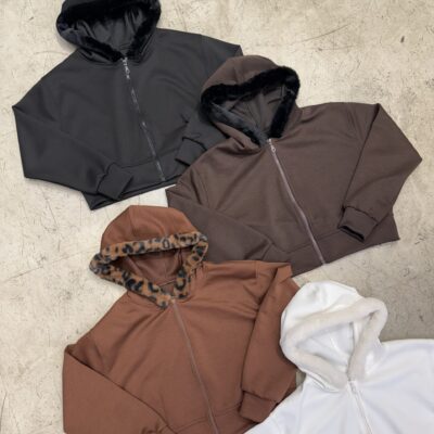 Campera Scuba c. Piel en Capucha