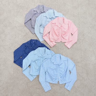 Camisa Corta c. Frunce Rayada