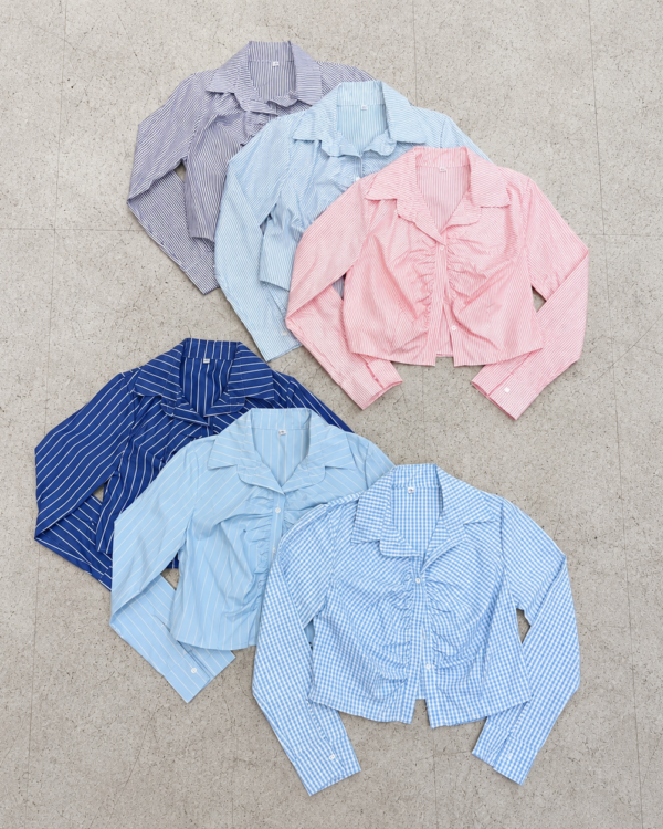 Camisa Corta c. Frunce Rayada