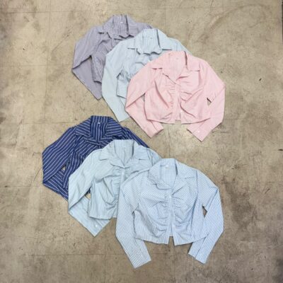 Camisa Corta c. Frunce Rayada