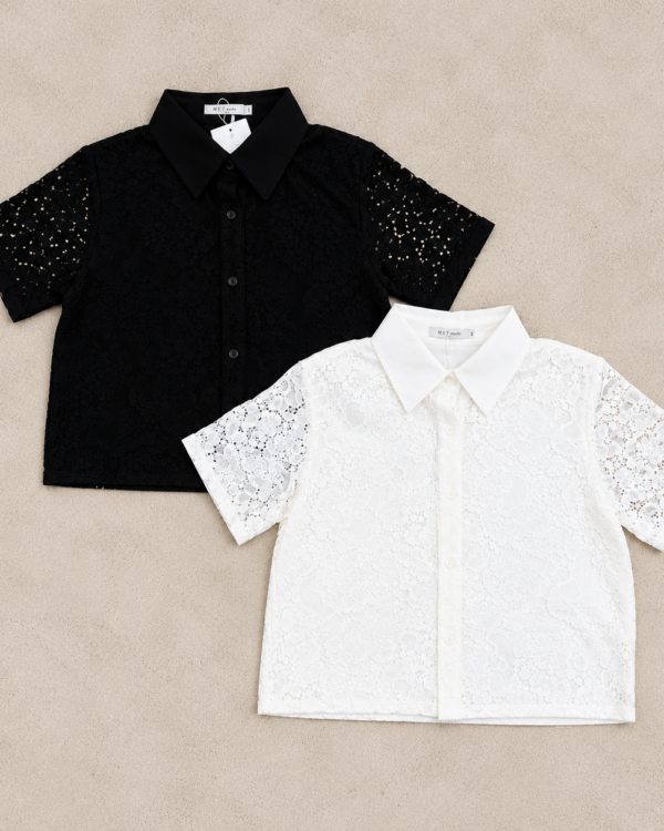 Camisa Encaje m. Corta Forrado