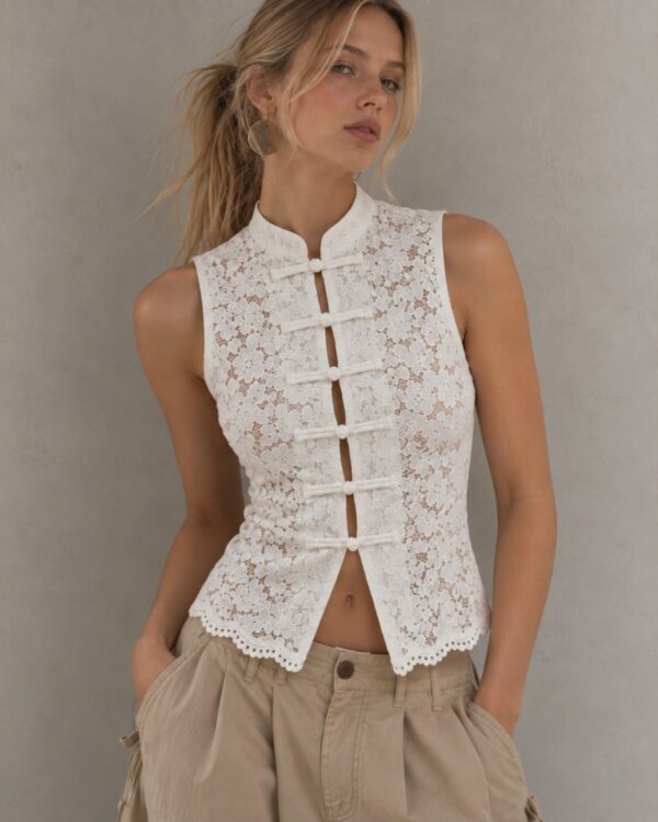 Musculosa Encaje c. Botones Chinos